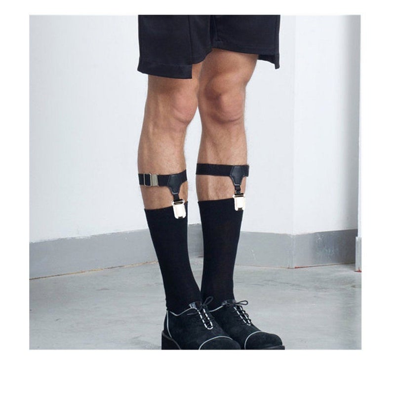 Outman 2pcs Adjustable Sock Garters Metal Clips Sock Suspenders Holders for cotton and silk socks (Black) - Image 4